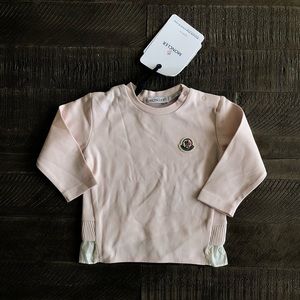 Moncler Kids Enfant Girls Pink Cotton Logo Top Long Sleeve